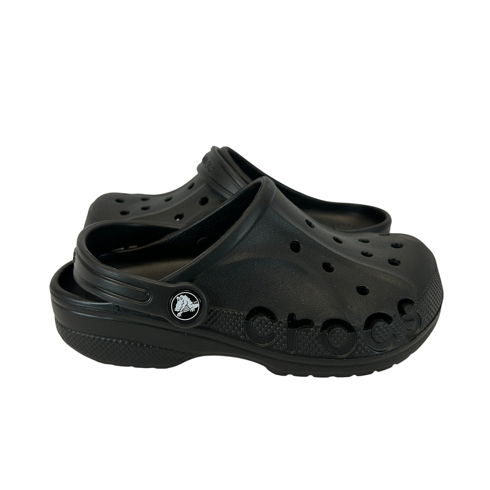 Crocs Baya Clog Kids Size J2 Black Slip On Water Shoes Breathable Sandals